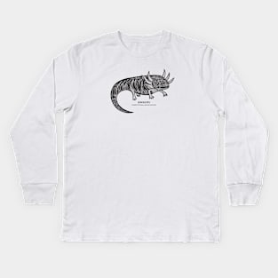 Axolotl with Common and Latin Names - detailed animal drawing Kids Long Sleeve T-Shirt